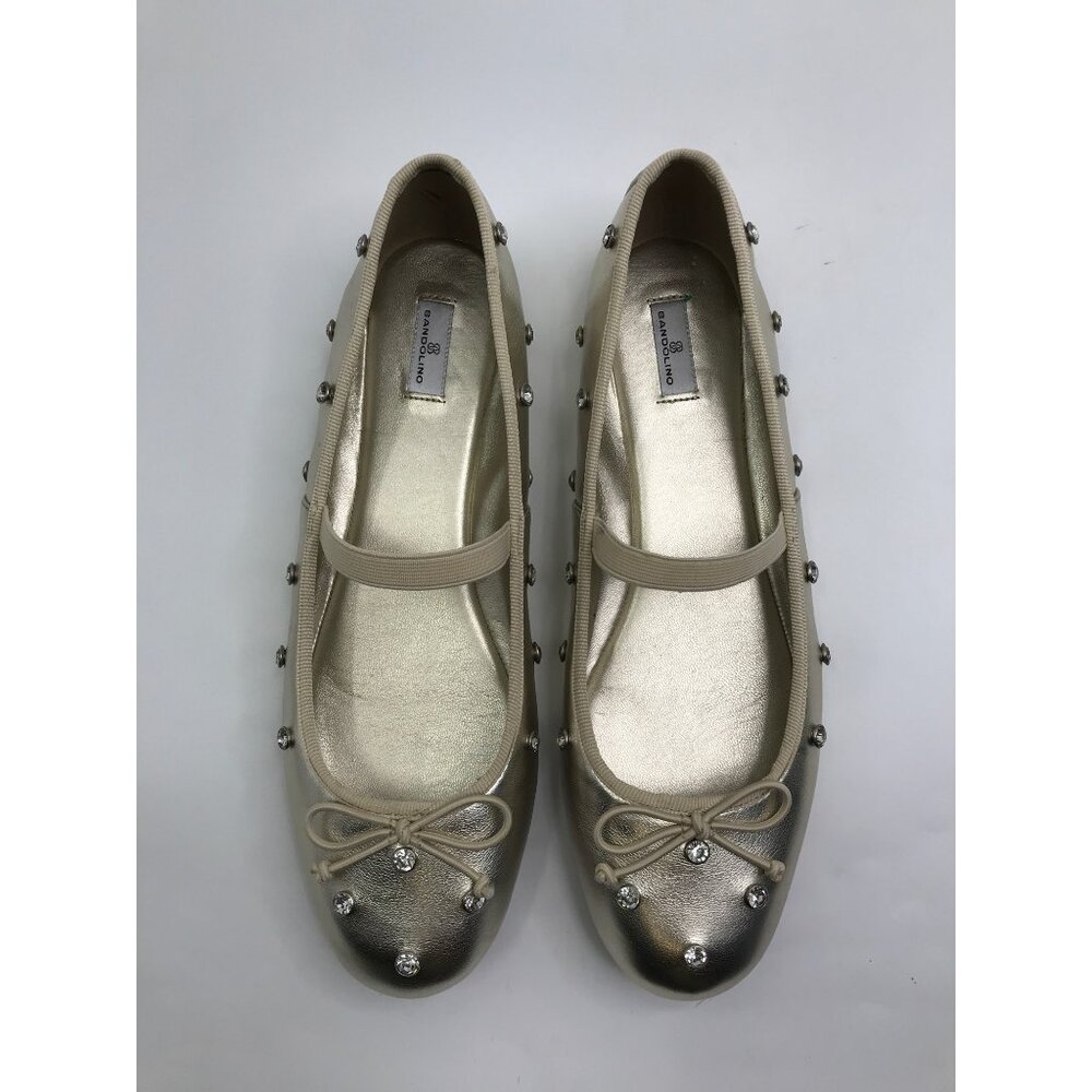 Bandolino Prity Studded Embellished Mary Jane Ballet Flat Gold 9.5 NEW